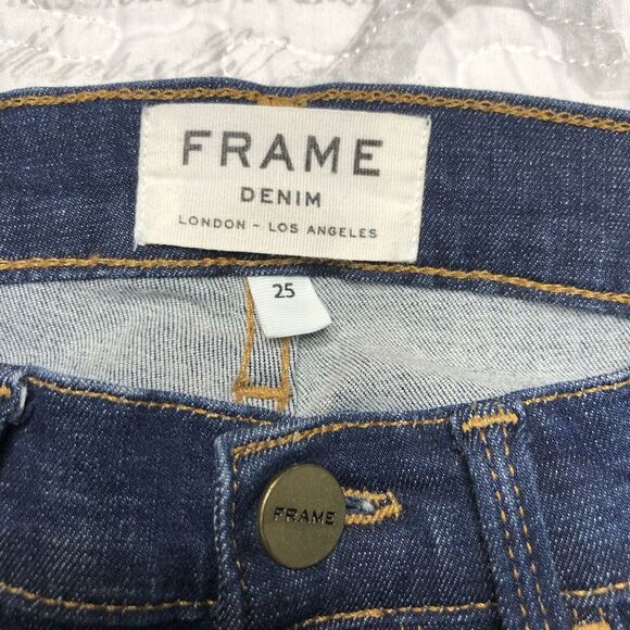 FRAME Le Skinny De Jeanne Cropped Women's 25 Skinny Mid-Rise Stretch Denim Pants - Picture 2 of 9